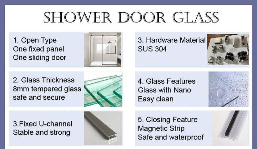 Shower Glass Doors for Bathtub 59" X 60"