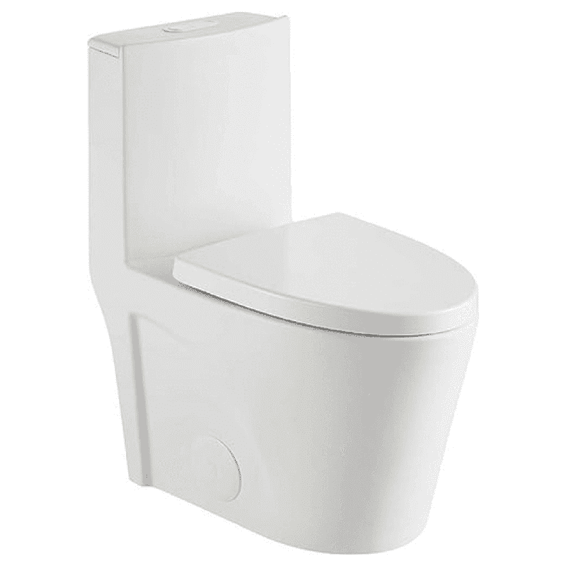 Dual-Flush Elongated One Piece Toilet Bowl - Soft Close Seat with High Efficiency Dual Flush in White