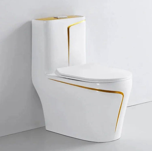 Modern White and Gold, Ceramic Toilets  Dual Flush